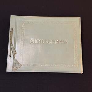 Vintage Springfield Sage Green Faux Leather Tassel Photo Album Scrapbook